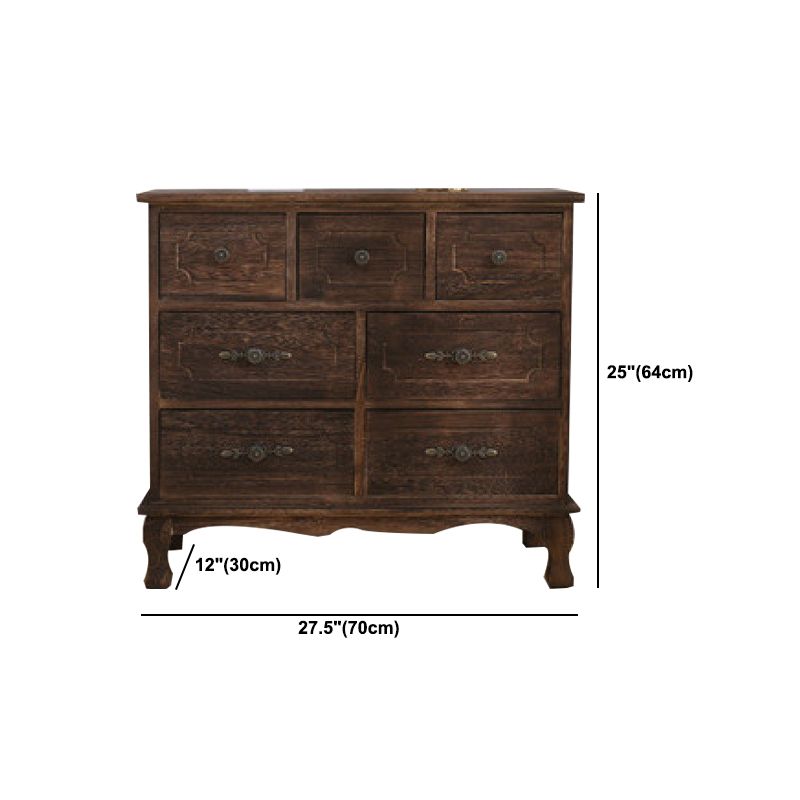 12" W Traditional Solid Wood Double Dresser Vertical Storage Chest with Drawers