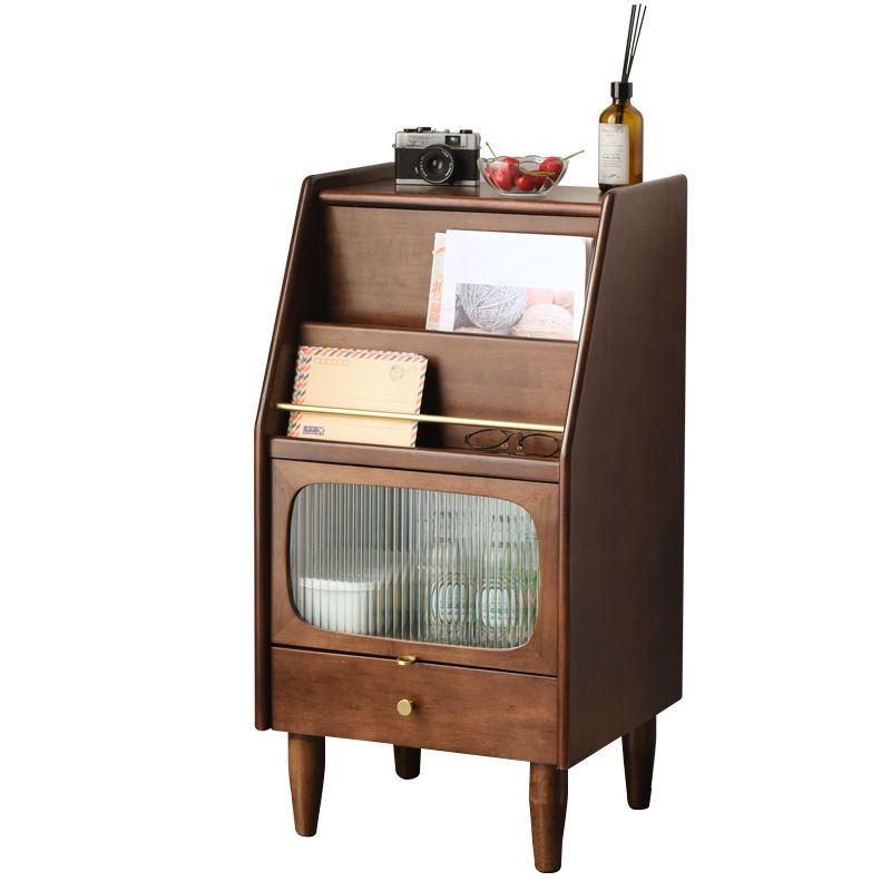 Modern Style Rubber Wood Storage Sideboard Cabinet with Glass Doors