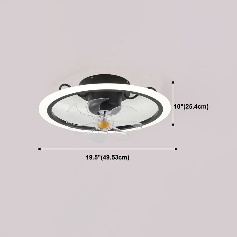 Metal Circle Ceiling Fan Light Modern Style LED Ceiling Light Fixture for Bedroom