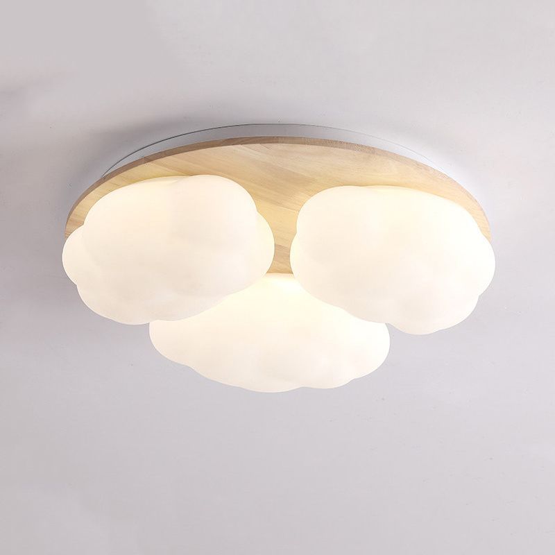 Cloud Shape Flush Light Modern Style Acrylic 3 Lights Flush Ceiling Light in White