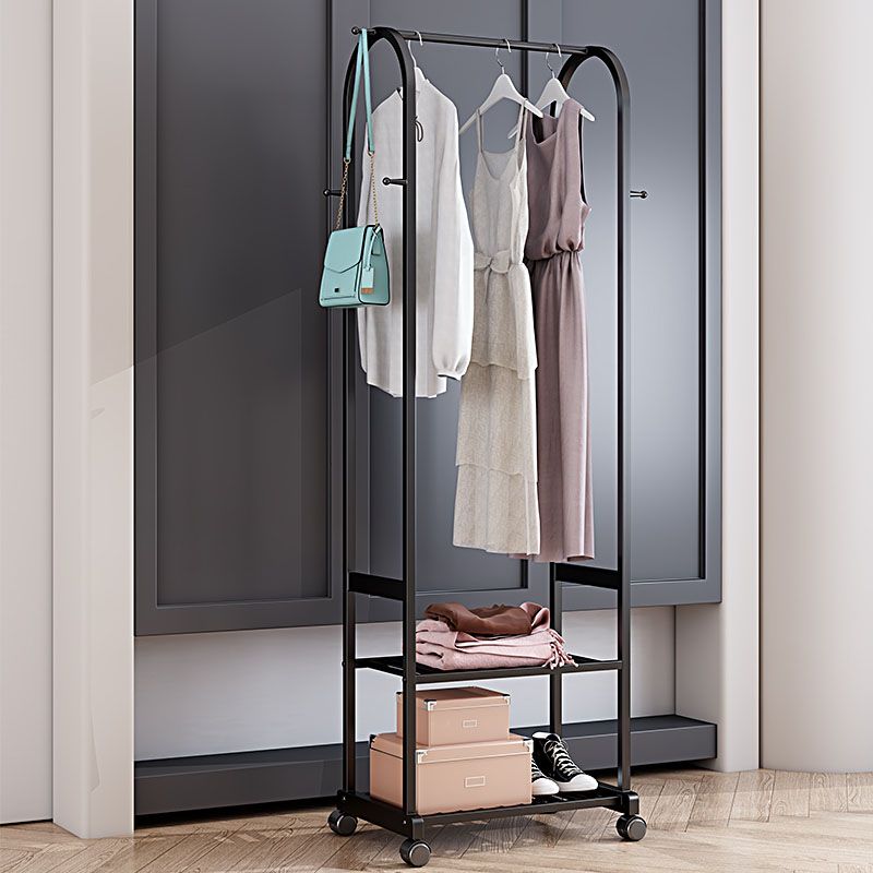 Contemporary Free Standing Coat Rack Storage Shelves Metal Coat Rack with Castors