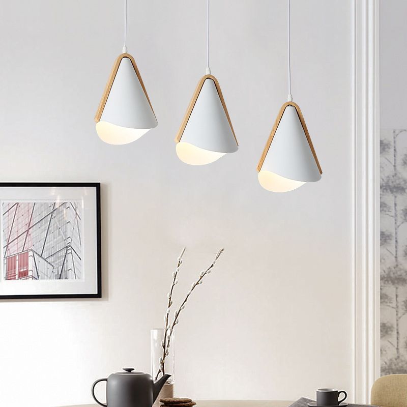 Cone Shade 3-Lights Modern Simple LED Style Hanging Ceiling Lights in White