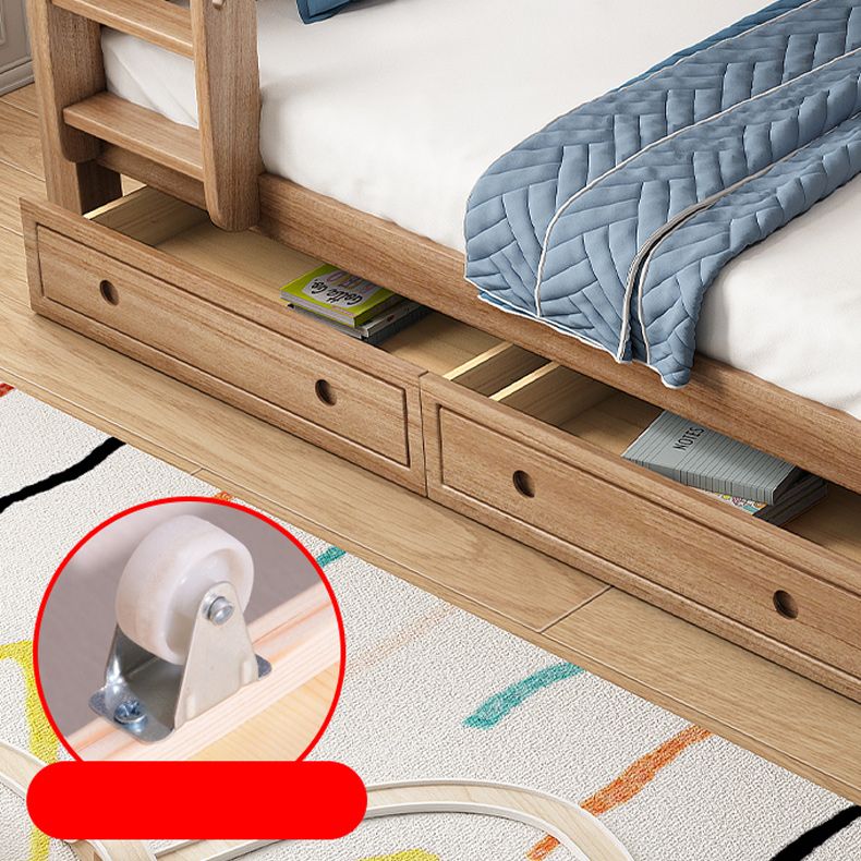 Mid-Century Modern Bunk Bed Gender Neutral Solid Wood Storage Kids Bed