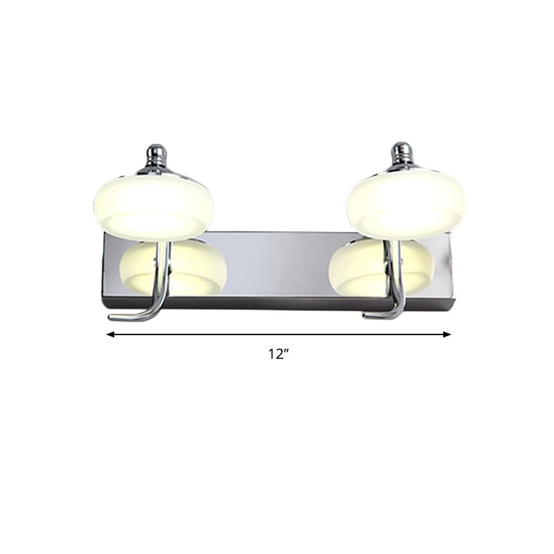 Runde Schatten Badezimmer Eitelkeitslicht gefrosteter Acryl 2/3 Köpfe Moderne Wandlampe in Silber, warm/weiße Beleuchtung