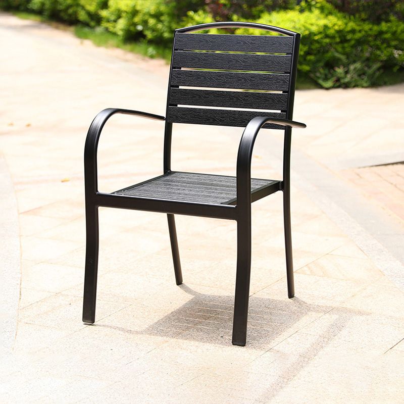 Modern Outdoor Bistro Chairs Wood With Arm Metal Dining Chairs