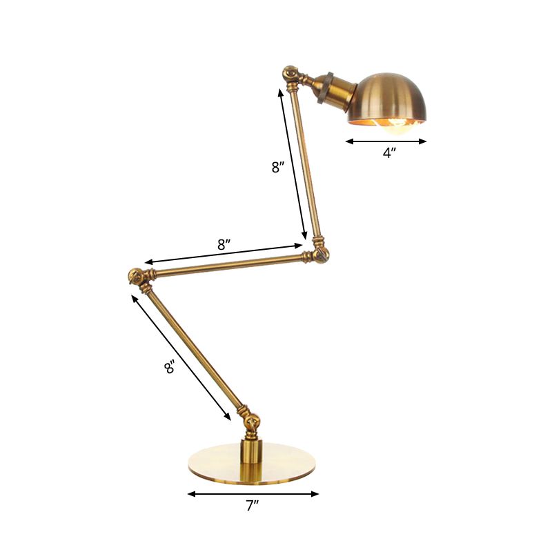 Golden Bowl Shade Table Lamp Industrial Stylish 4"/8.5" W 1 Light Metal Table Lighting with Adjustable Arm