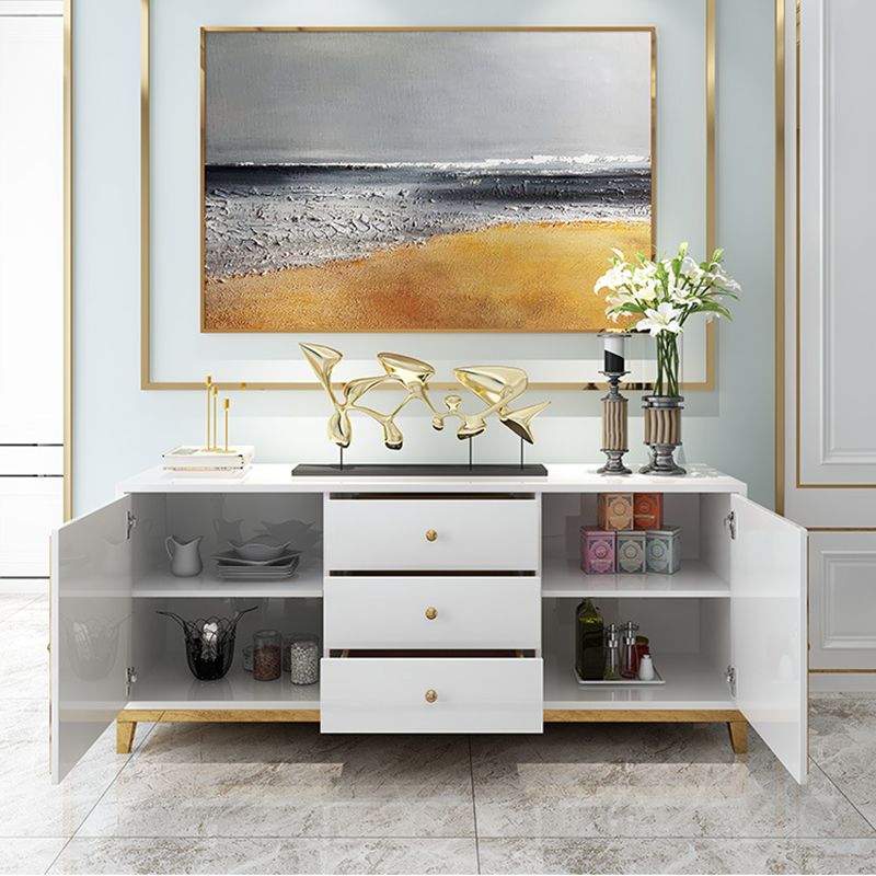 Glam Sideboard Buffet 3 Drawers and 2 Doors Cabinets Mirrored Sideboard