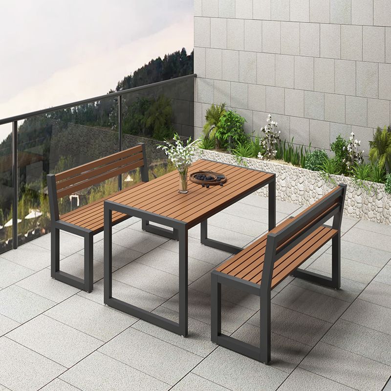 Modern Rectangle Wood Courtyard Table Waterproof Outdoor Table