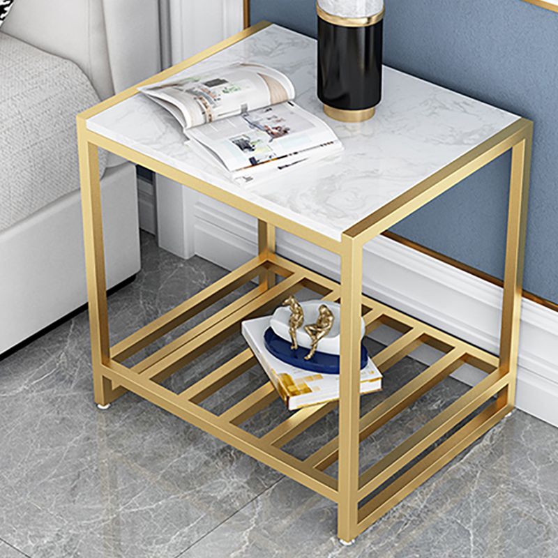 Contemporary Faux Marble Accent Table Nightstand 19.7" Tall Bed Nightstand