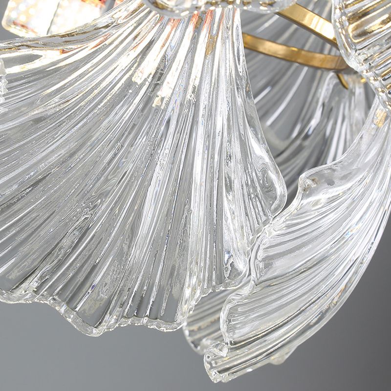 Postmodern Chandelier Light Fixture Metal Glass Shell Decorative Chandelier for Hotel