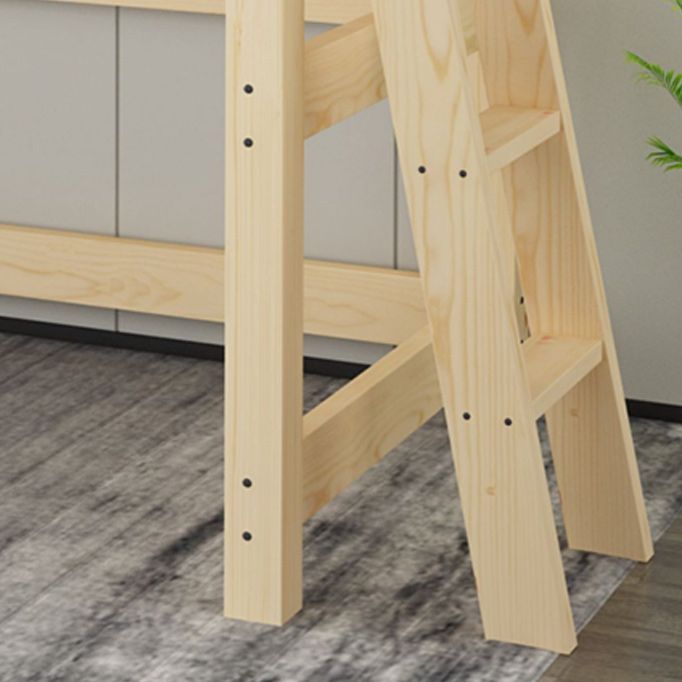 No Theme Scandinavian Kids Bed Solid Wood Loft Bed with Guardrail