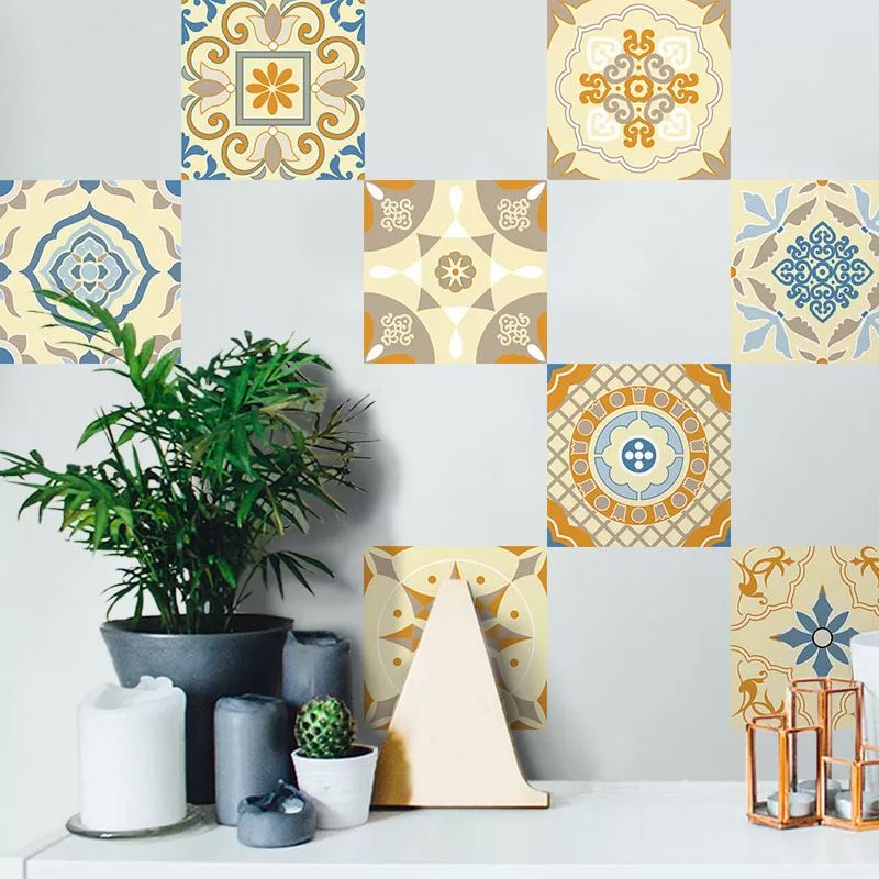 Orange-Yellow Tile Wallpaper Pick Up Sticks Bohemian Living Room Wall Covering (1 Pc)