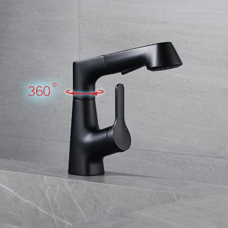 Modern Style Retractable Vessel Faucet Single Handle Copper Vessel Faucet for Bathroom