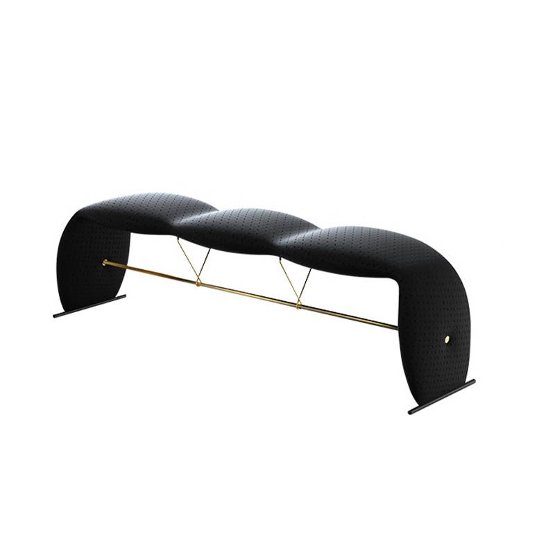 Glam Bedroom Bench Cushioned Backless Seating Bench with Metal Base