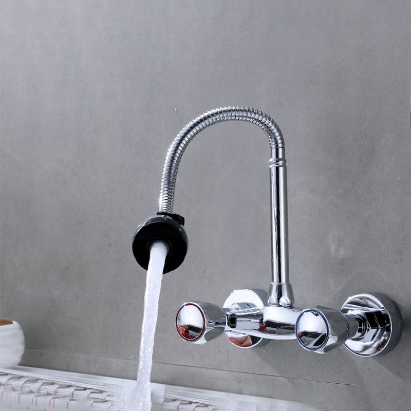 Modern Bridge Faucet Brass Knob Handle Swivel Spout Wall Mounted Pot Filler Faucet