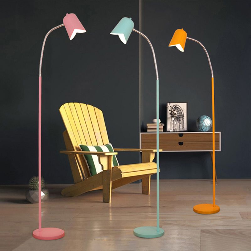 Bell Shade Slim Stofflampe 1 Leichte nordische stilvolle Metallbodenlichter mit Schwebung für Büro