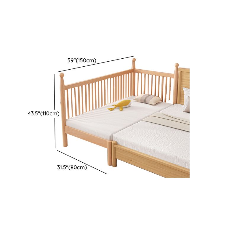 Naitural Nursery Crib with Guardrail Farmhouse Baby Crib in Solid Wood