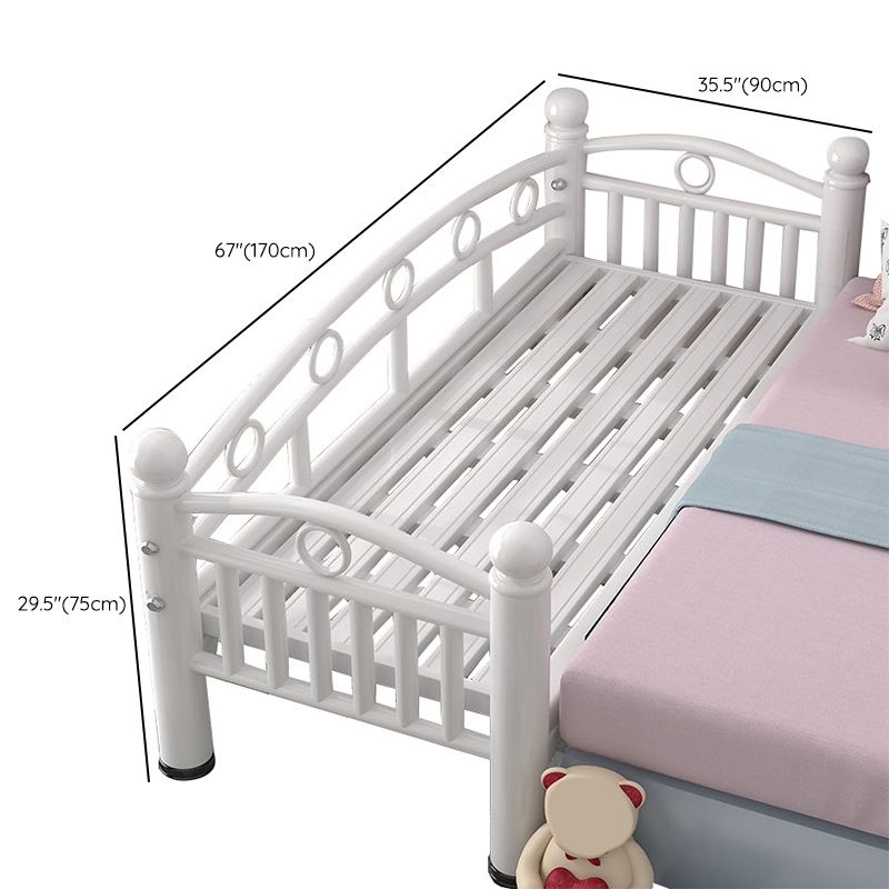 Contemporary Metal Standard Bed Open-Frame with Guardrail Kids Bed