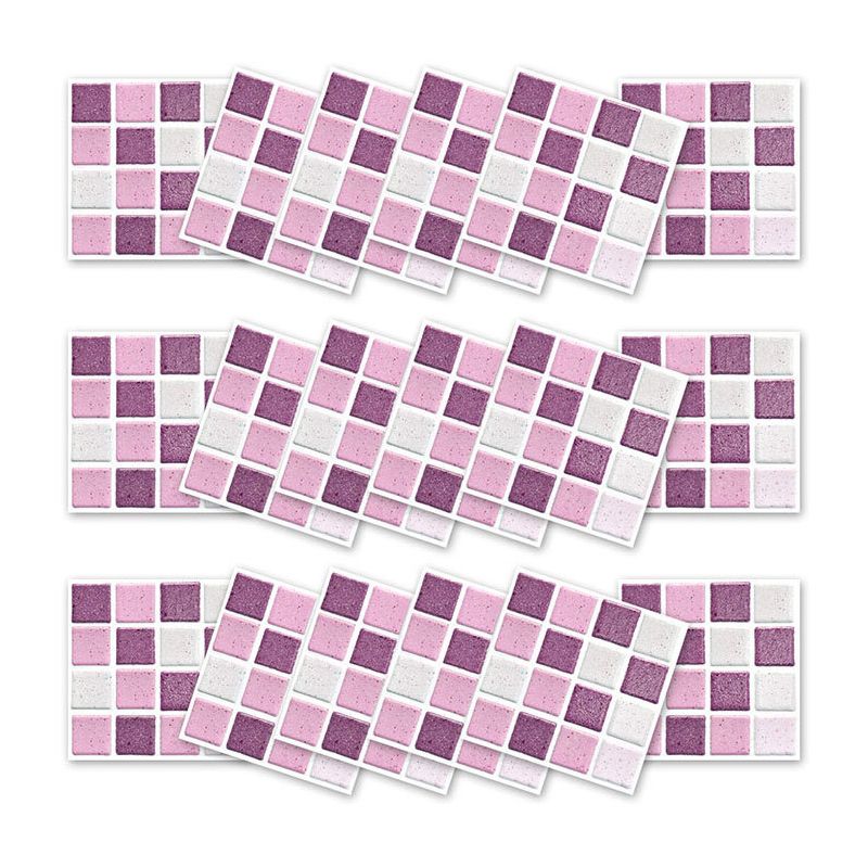 Pink Mosaic Tiles Wallpaper Panel Peel and Stick Wall Decoration for Kitchen, 54 Pcs