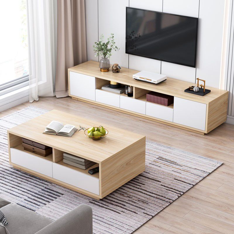 Wooden TV Stand Console Scandinavian TV Media Stand with Drawers