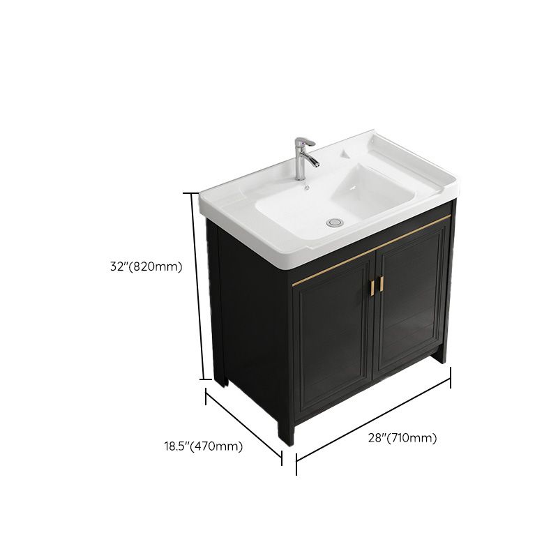 Free Standing Vanity Sink Ceramic Sink Drawers Faucet Vanity Set with Mirror