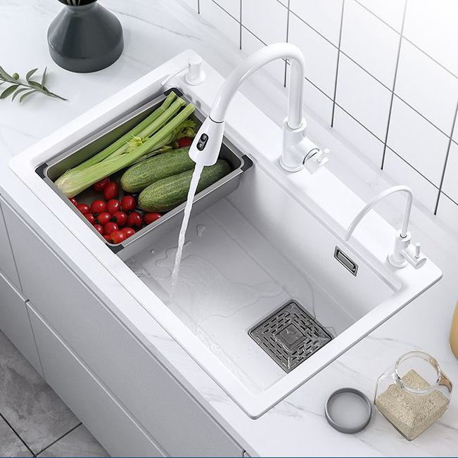 Single Bowl Kitchen Sink Modern Style Quartz Kitchen Sink with Rectangular Shape