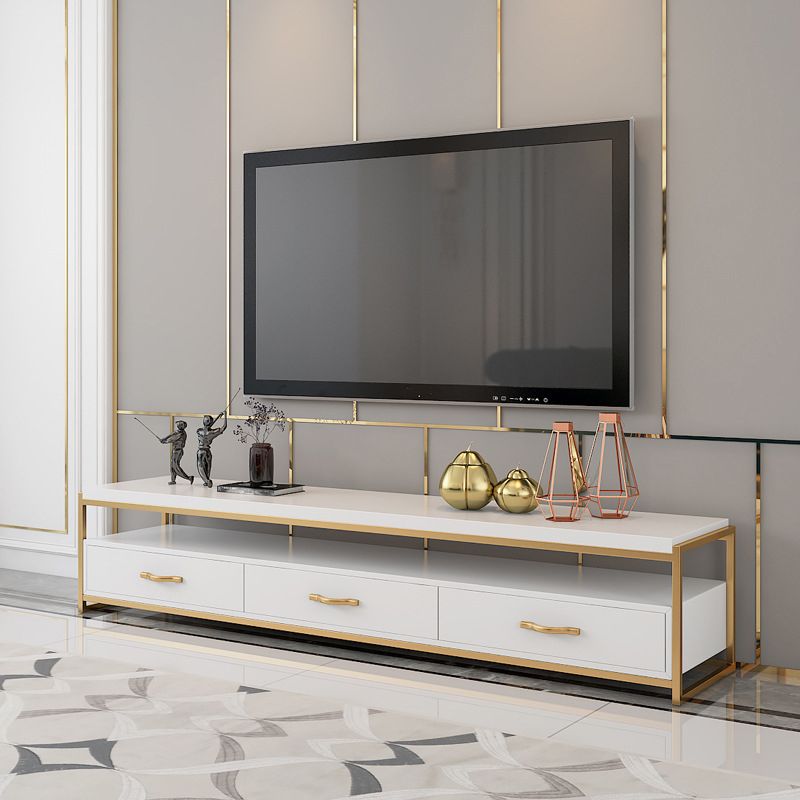 Open Storage Media Console Glam TV Stand Console with Drawers