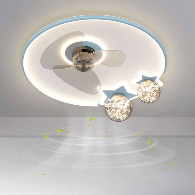 3-Blade Ceiling Fan Children Metallic Polish Finish Fan with Light for Living Room