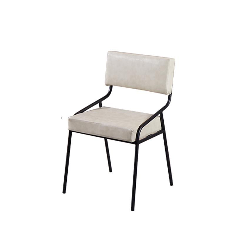 Upholstered Open Back Side Chair Industrial Leather Dining Chair