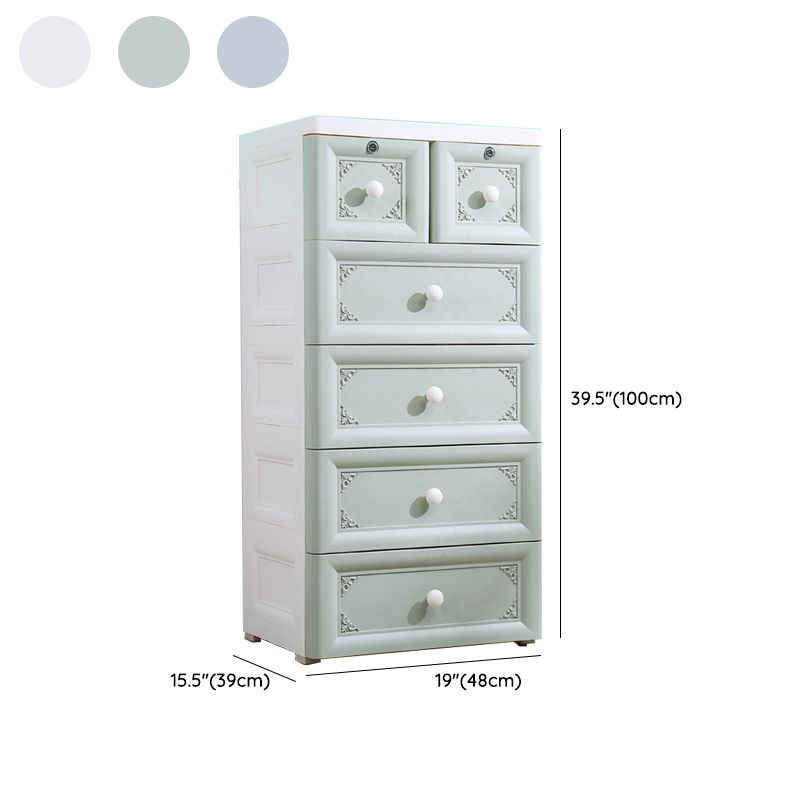 Plastic Kids Nightstand Modern Nursery Dresser with 5/6 Drawers , 15.6 Inch W