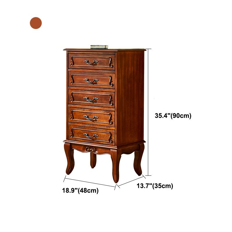 American Traditional Wood Lingerie Chest Brown Bedroom Vertical Dresser