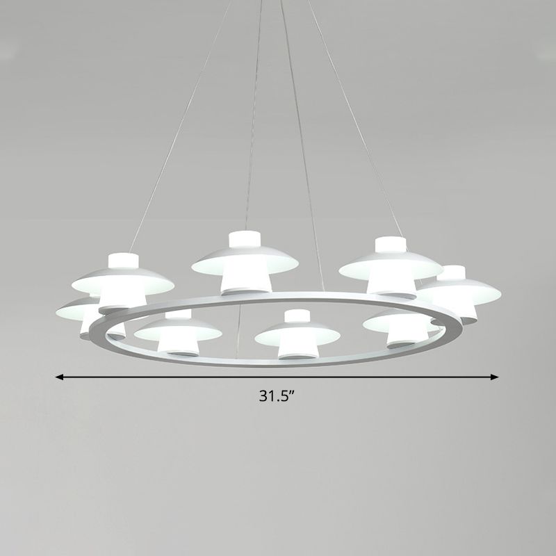 Mushroom Acrylic Chandelier Pendant Modernist 6/8-Head White LED Hanging Ceiling Lamp in Warm/White Light