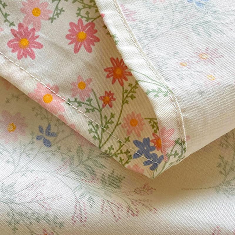 Floral Bed Sheet Set Modern Print Cotton Fitted Sheet for Bedroom