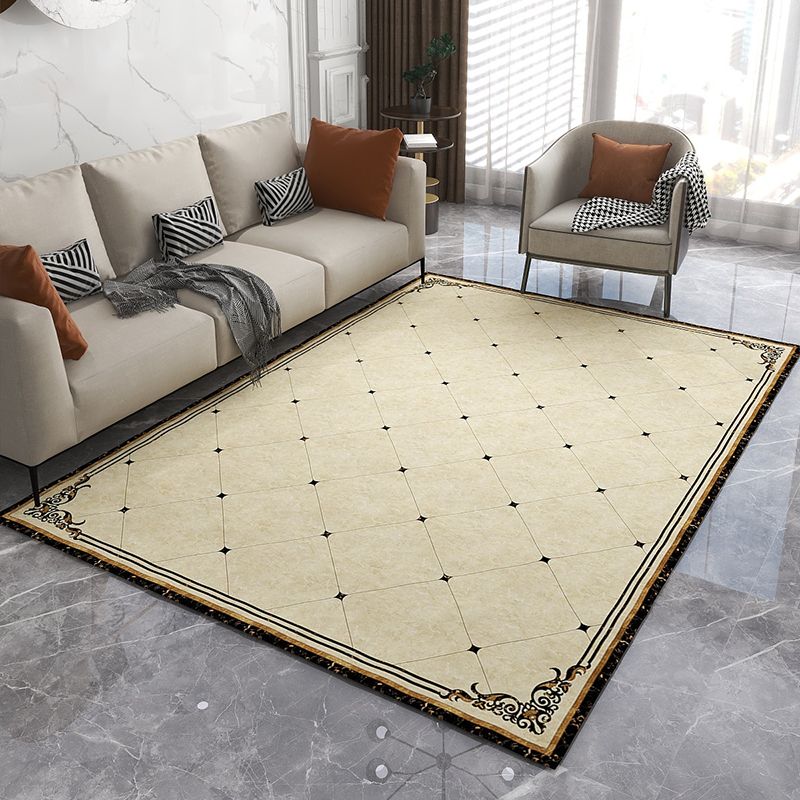 Formal Living Room Rug Multi Color Geometric Pattern Area Carpet Leather Non-Slip Backing Pet Friendly Easy Care Rug