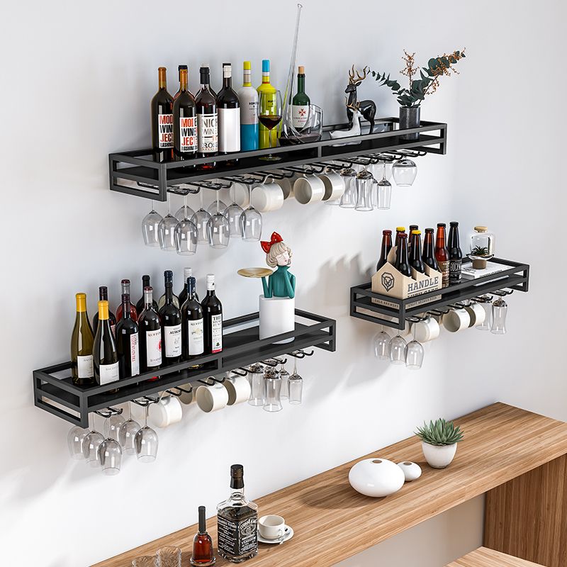 7.87"W Luxury Iron Wine Rack Wall Mounted Wine Bottle & Glass Rack