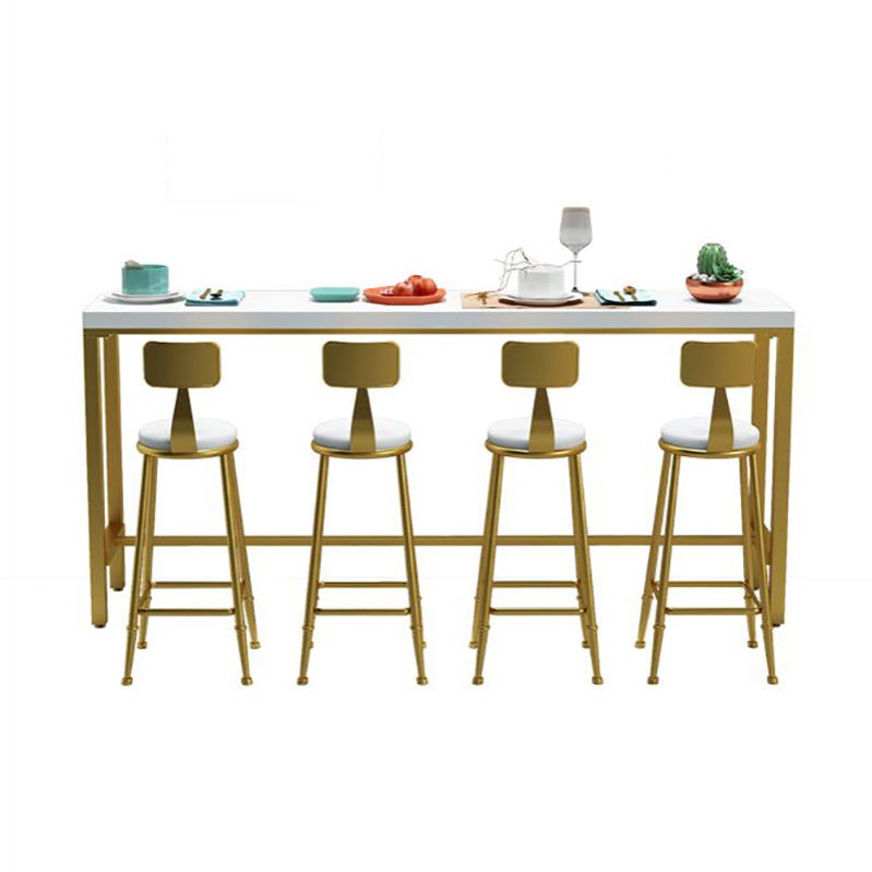 Glam Wood Bar Table with Rectangle Table Top Gold Trestle Table - 42" H