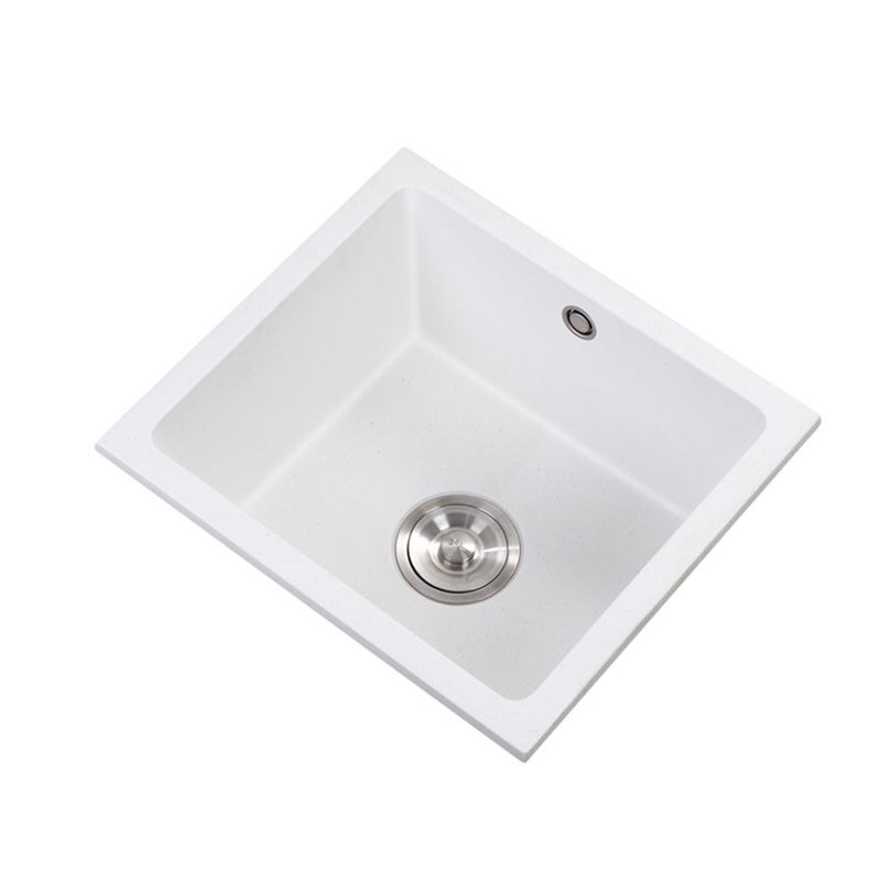 Contemporary White Quartz Kitchen Sink Drop-In 1 Holes Single Bowl Sink