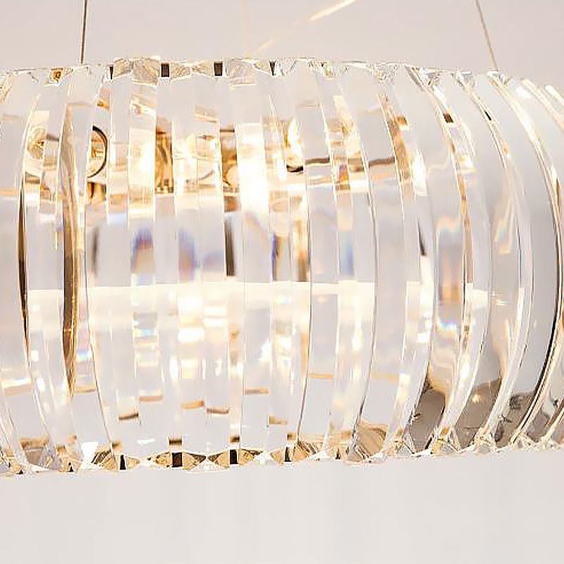 Donut Chandelier Lighting Modernist Crystal 6/8 Bulbs Gold Suspension Pendant Light in Warm/White Light, 21.5"/25.5" Wide