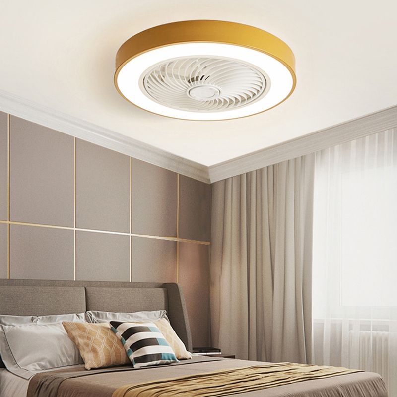 Modernism Drum Ceiling Fan Plastic and Acrylic LED Fan Fixture in 4 Colors