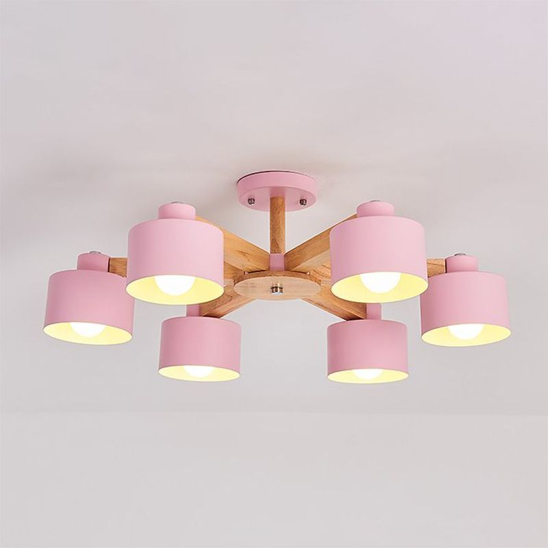 Metal Cylinder Hanging Light Fixtures Modern Style Multi Lights Ceiling Suspension Lamp