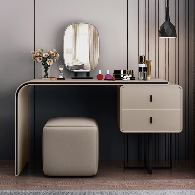 2-drawer Leather Vanity Table 28.74" H Dressing Table with Metal Base