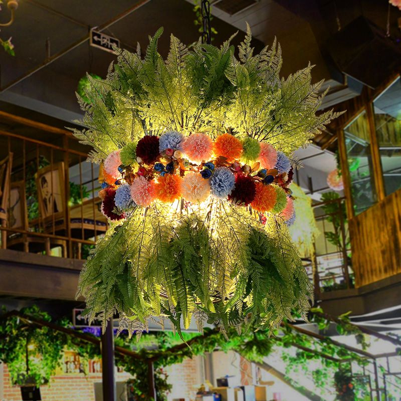 Green 1 Light Ceiling Pendant Industrial Metal Plant LED Drop Lamp for Restaurant