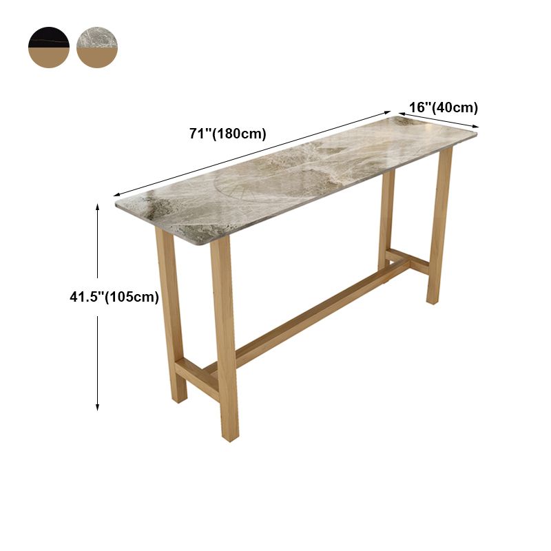 Modern Marble Counter Table with Rectangle Table Top Natural Trestle Table - 42" H