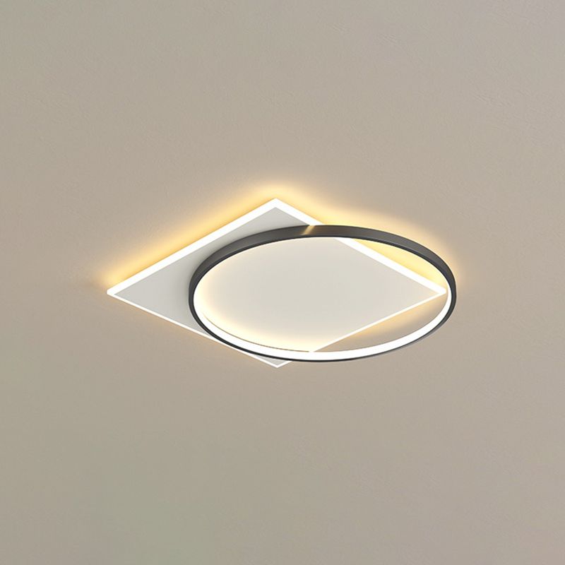 Acrylic LED Flush Mount in Modern Creative Style Iron Geometric Ceiling Light in Black and White