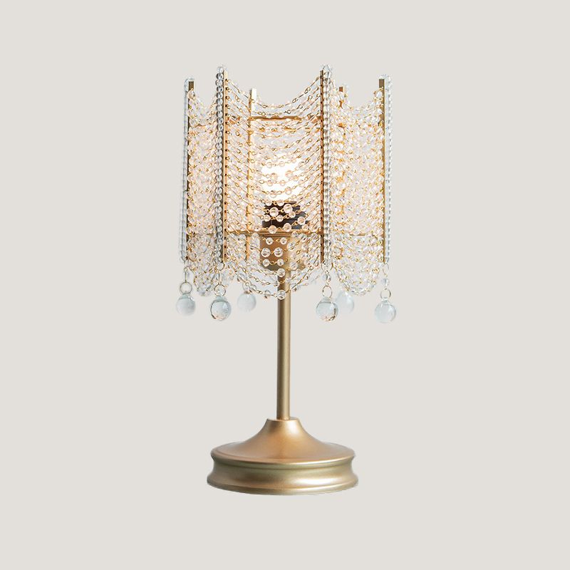 Luce da tavolo perline Modernista cristallo smusso 1 lampada da scrivania oro/argento, 5,5 "/7" di larghezza