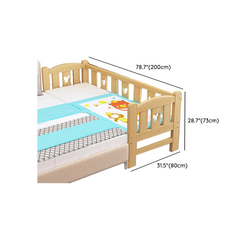 Glam Baby Crib with Mattress Washed Natural Wood with Guardrail Nursery Bed