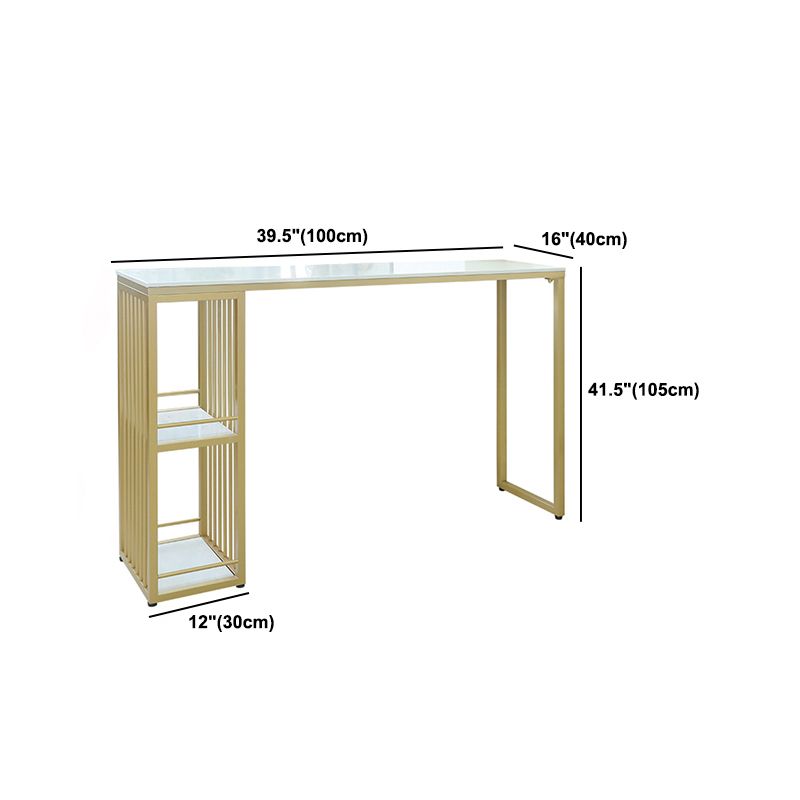 Stone Bar Dining Table Glam Rectangle Kitchen Bar Table with Double Pedestal