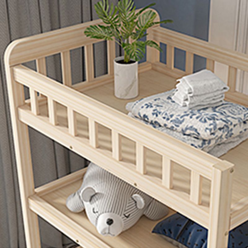 Modern Wooden Changing Table Safety Rails Baby Changing Table with 4 Wheels