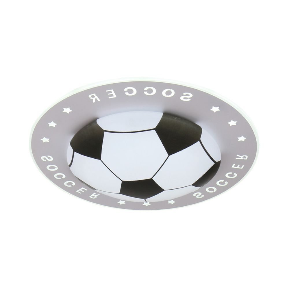 Kid Bedroom Flat Football Flush Mount Light Metal Acrylique Sport Style LED Ceiling Lamp