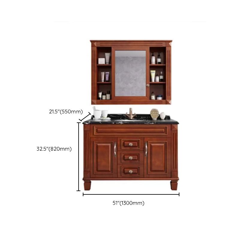 Traditional Wooden Sink Vanity Mirror Cabinet Vanity Cabinet with Storage Shelving